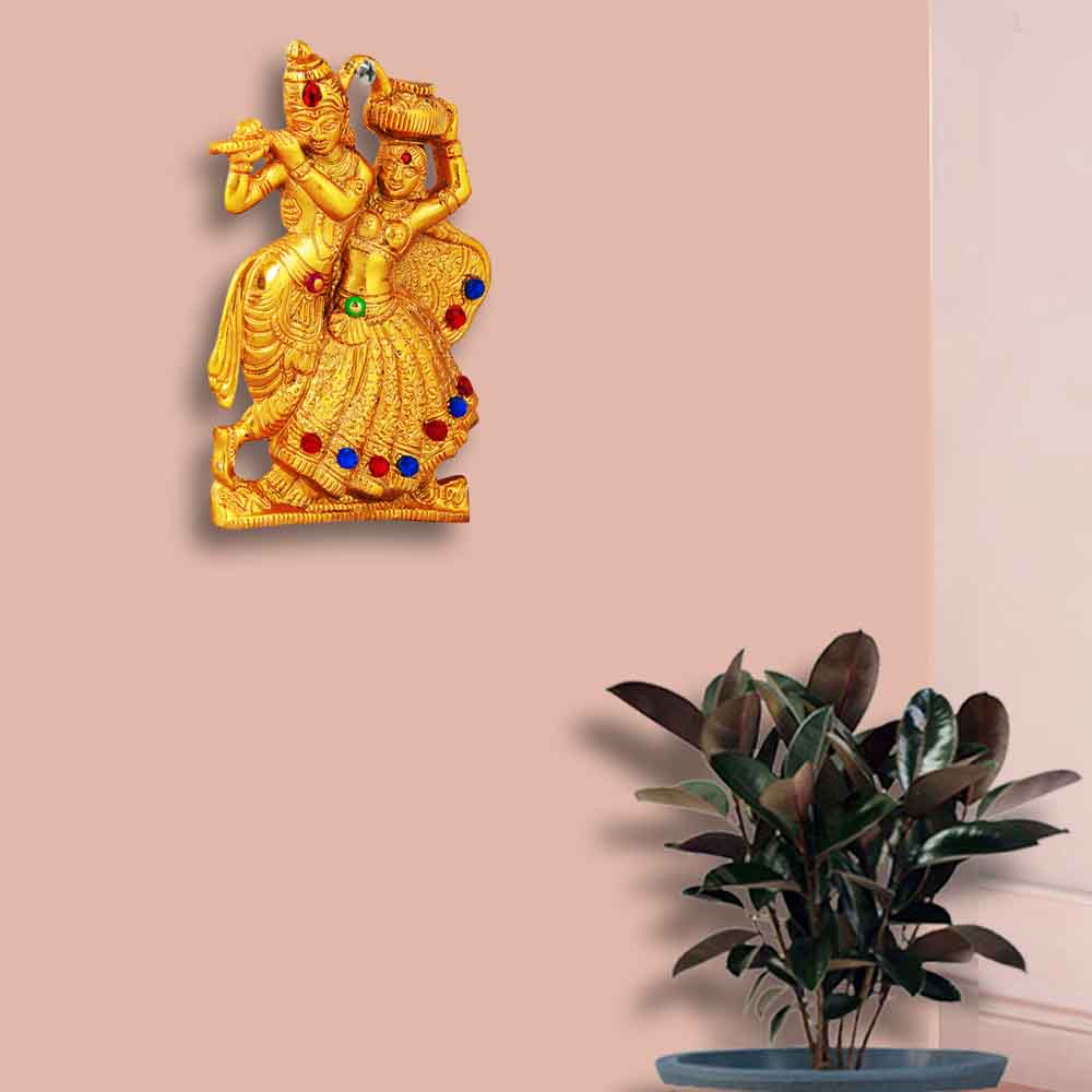 Buy Lord Radha Krishna Wall Hanging Online Call 8884243583 Golden